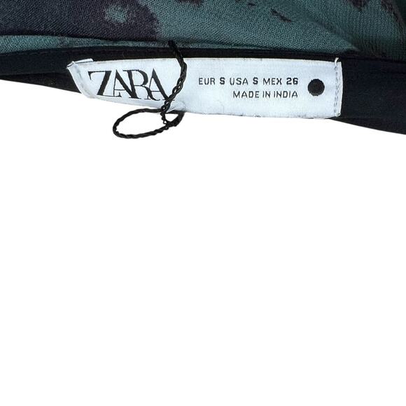 Zara Maxi Dress Tie Dye Printed Chiffon Beaded Straps‎ Green Size Small - Picture 15 of 16